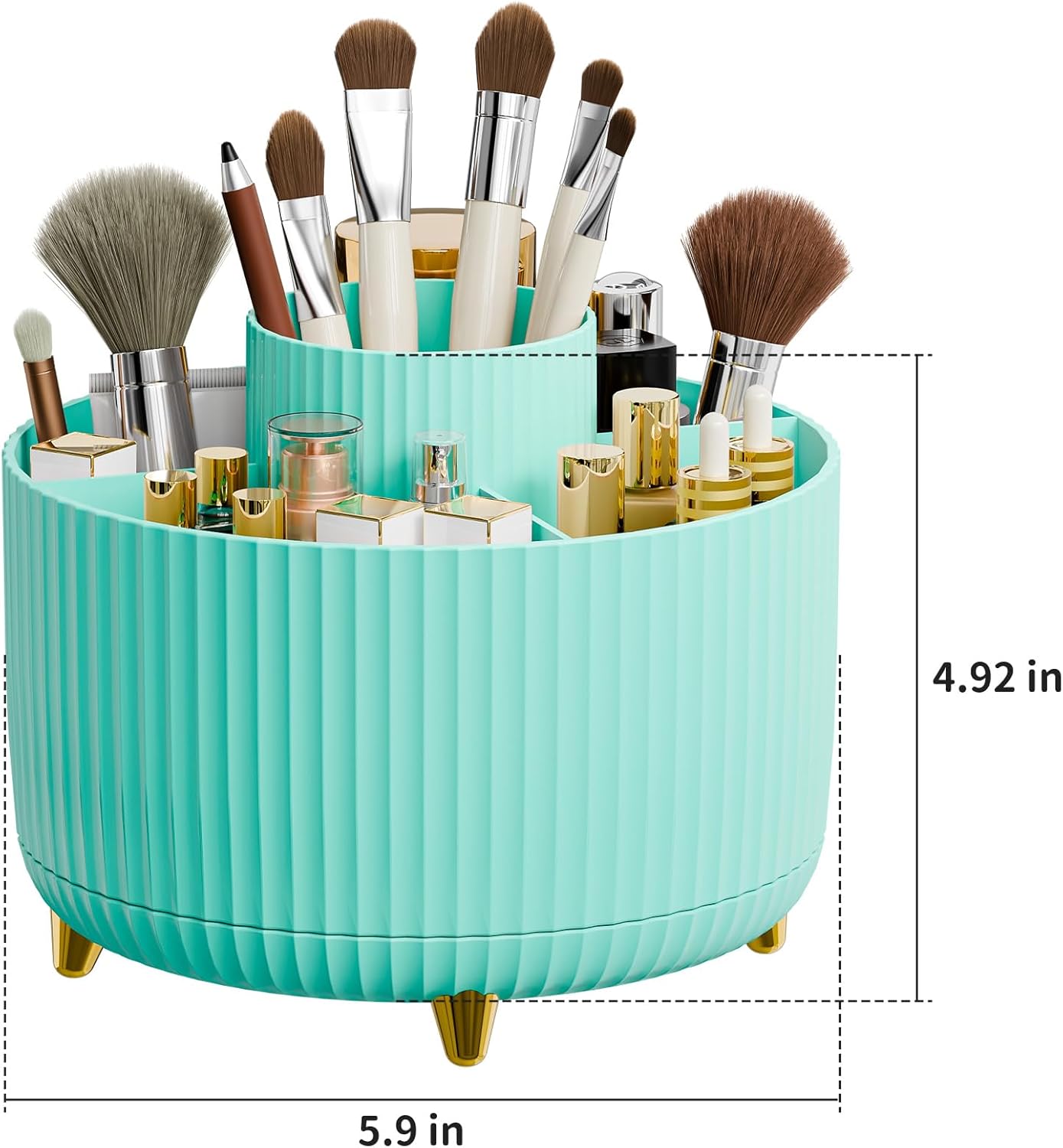 Thumbnail 2 de Fanado 360° Rotating Makeup Organiser – 5 Compartment Mint Green
