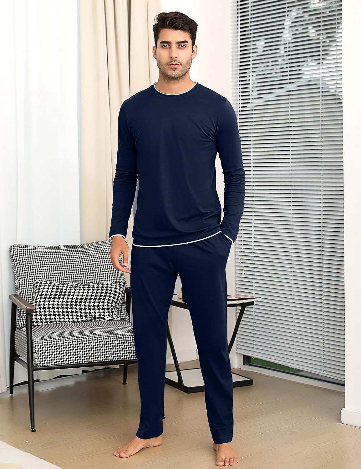 Detalle de Ensemble Pyjama Homme en coton doux pour l’hiver - Aseniza