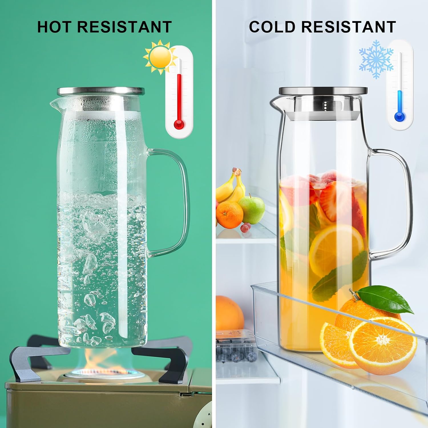 Thumbnail 4 de PARACITY glazen kan 1,5 l van borosilicaatglas met deksel en dubbele schenktuit