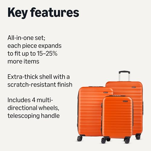 Thumbnail 1 de Amazon Basics Hard Shell Luggage Set (Small, Medium, Large) – Burnt Orange