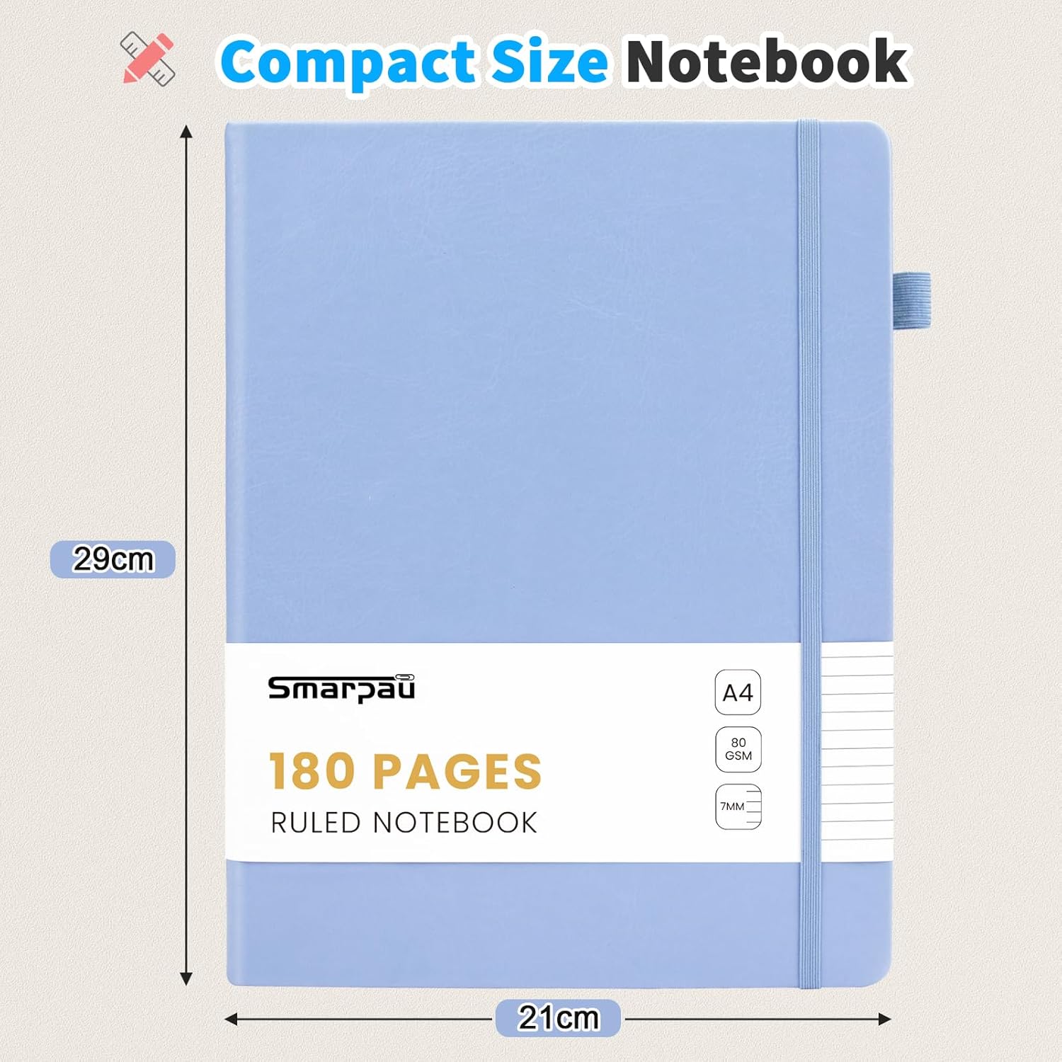 Detalle 2 de Smarpau A4 Leather Journal Notebook 180 Pages – 80gsm, Hardback, Waterproof Cover
