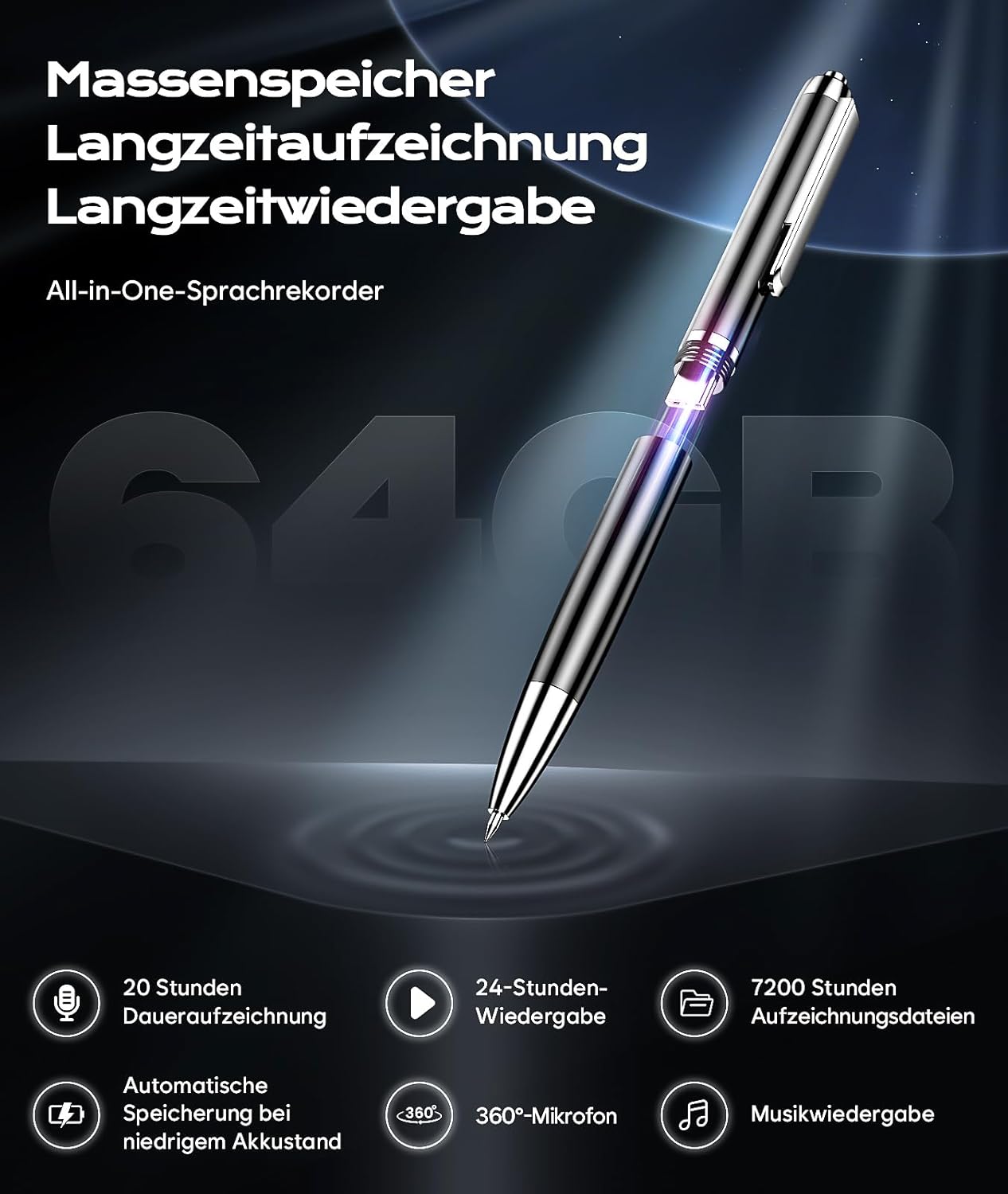 Detalle 2 de Diktiergerät 64 GB Speicher Voice Recorder