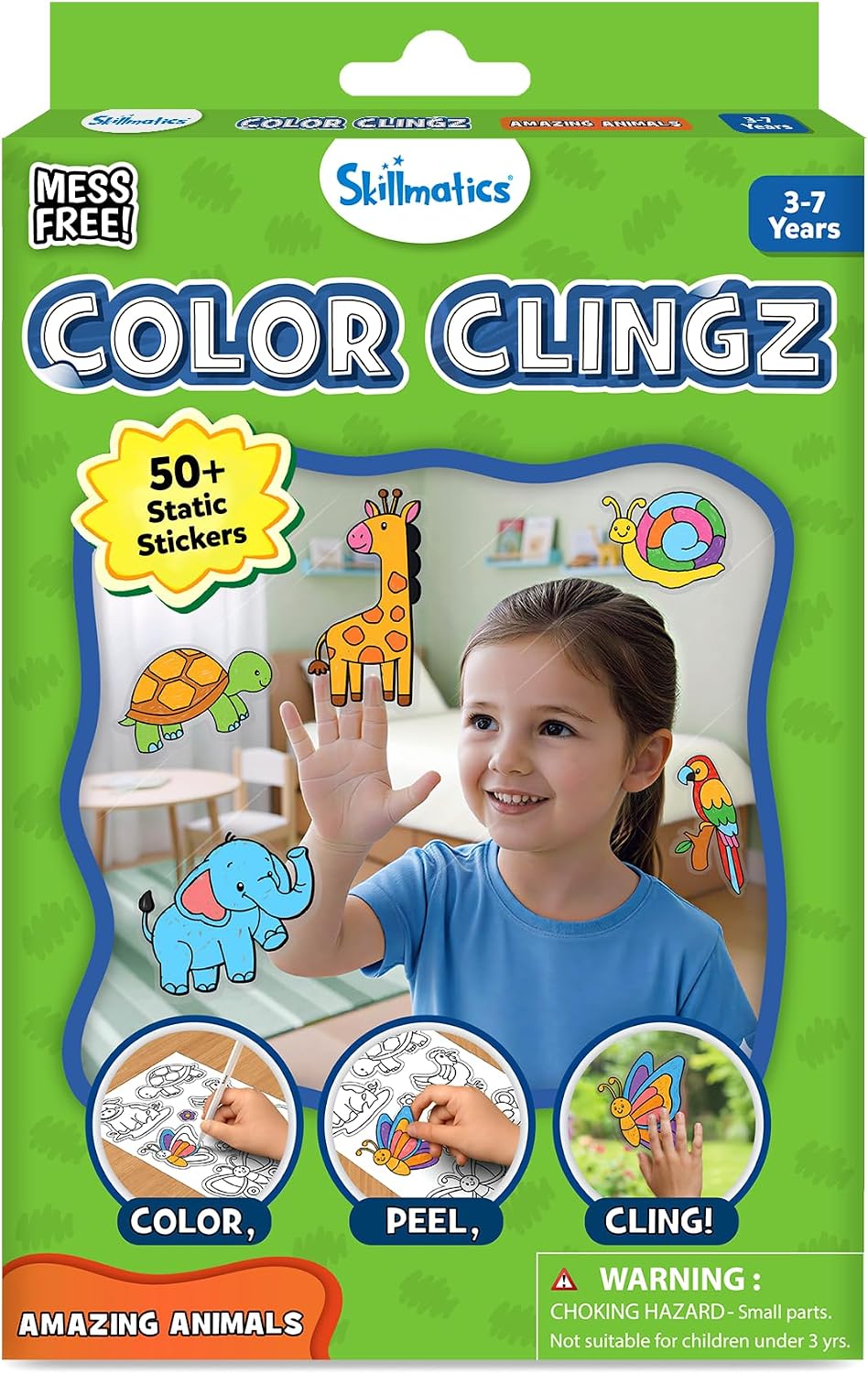 Detalle de Skillmatics Color Clingz Animals: 50+ Reusable Static Stickers for Mess-Free Cling Art (Ages 3–7)