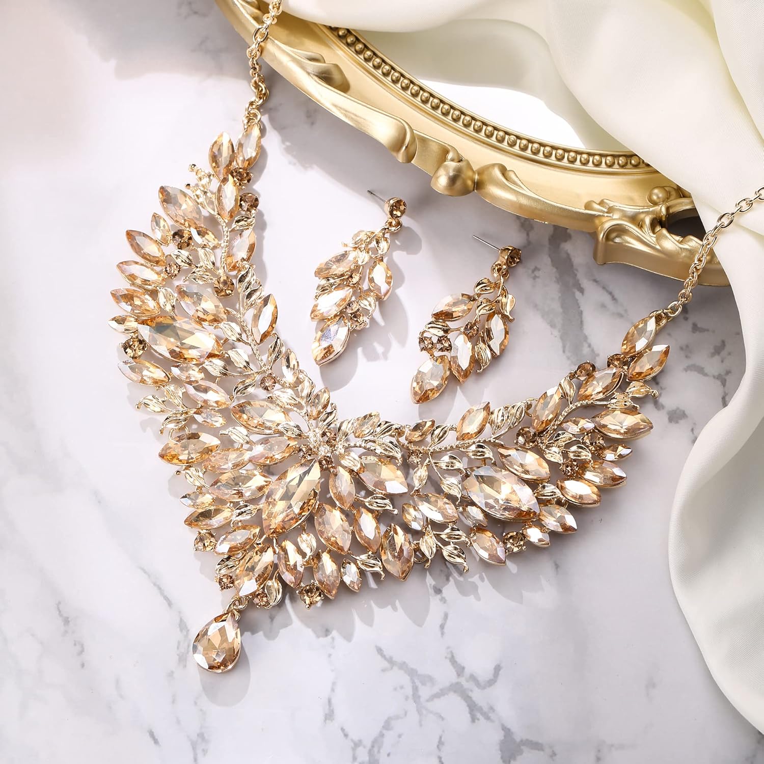 Thumbnail 2 de Parure bijoux de mariage Clearine pour femme : collier + boucles d’oreilles cristal strass