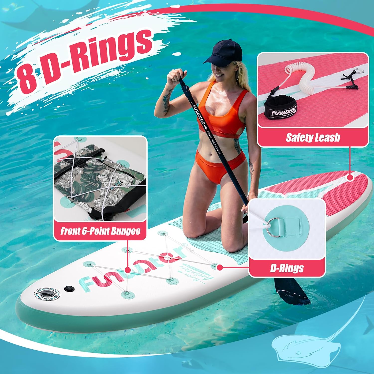 Detalle de FunWater Inflatable Stand Up Paddle Board with Premium Accessories — 11'6" / 11' / 10'6