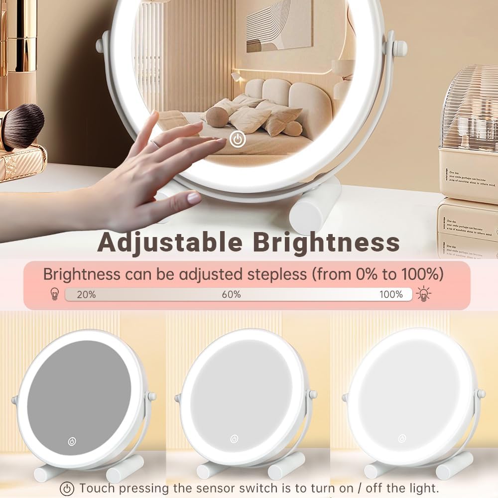 Thumbnail 2 de YEKKOPT 8-Inch Lighted Vanity Mirror, 30 LEDs, Dimmable, 360° Rotation