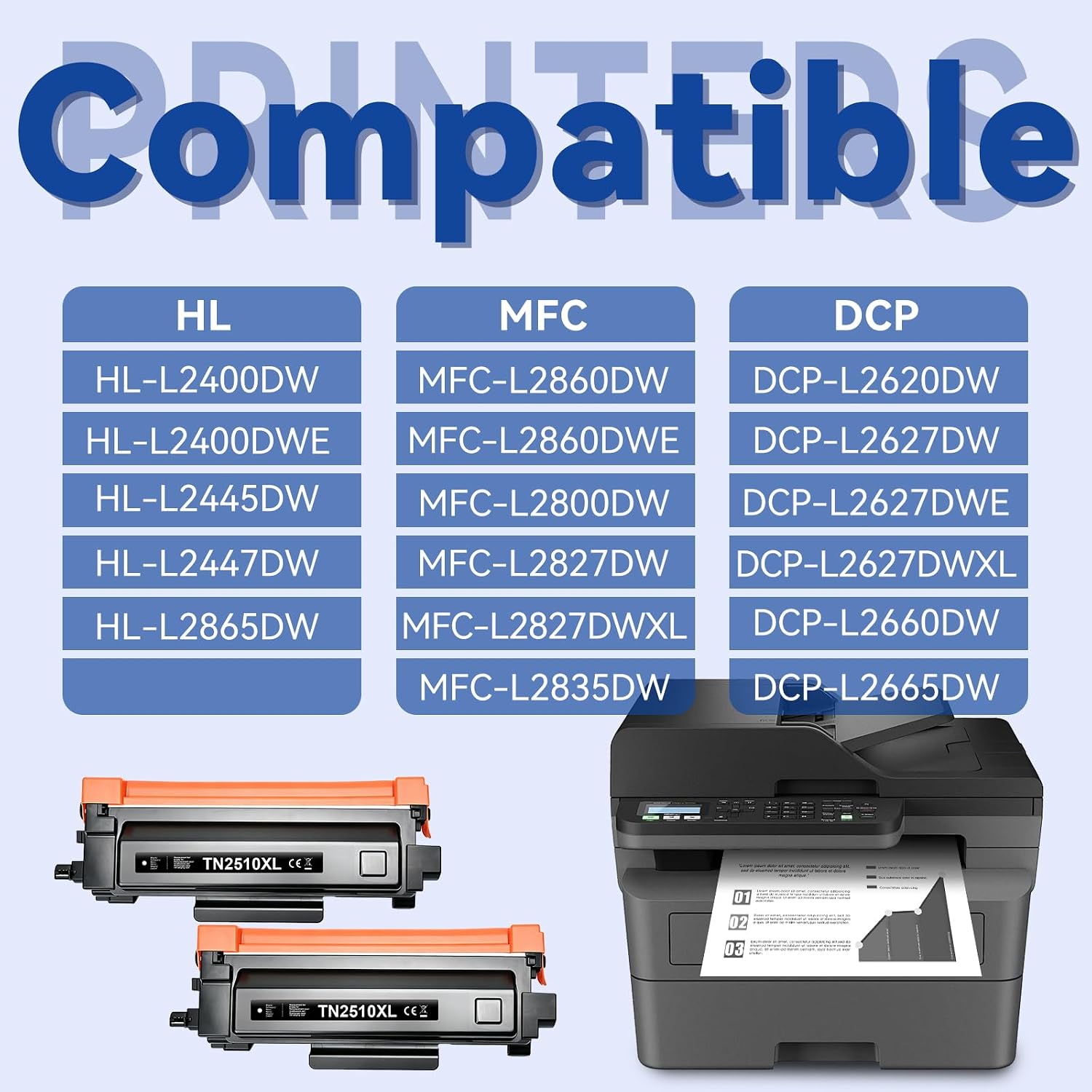 Thumbnail 1 de Lemero TN2510XL Toner compatible Brother (lot de 2) pour MFC-L2827DW, HL-L2400 et séries 2510