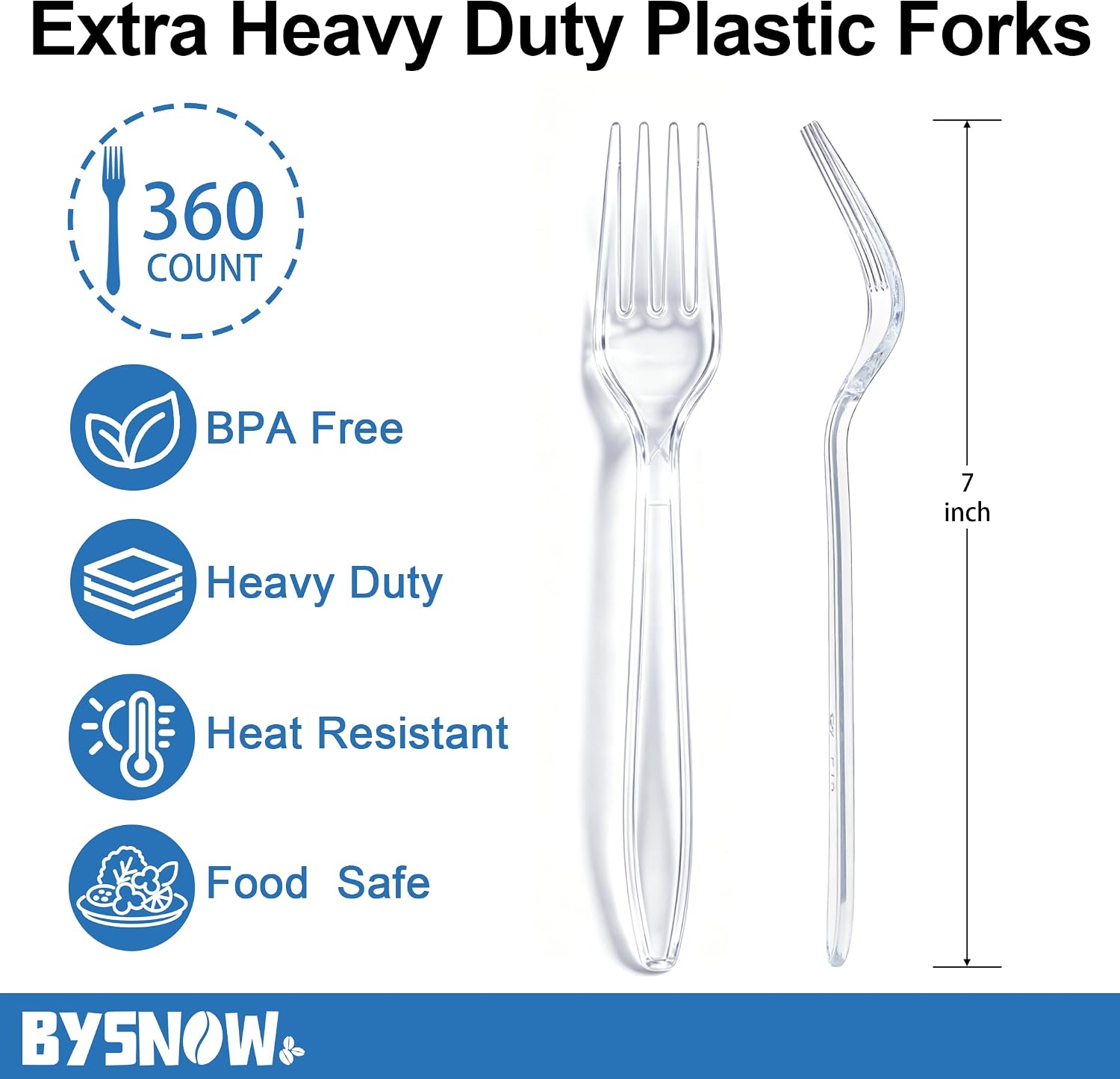 Thumbnail 1 de BYSNOW 360 Count Clear Disposable Plastic Forks – Extra Heavy Duty, BPA-Free, Heat & Break Resistant