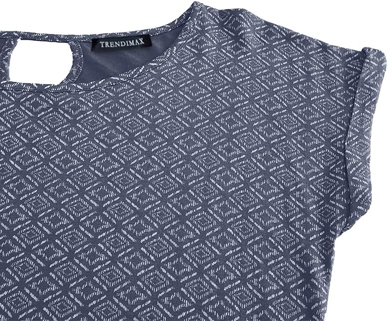 Thumbnail 4 de TrendiMax Damen T-Shirt Kurzarm mit Allover-Minimal Print, Stretch & V-Cut-Out hinten