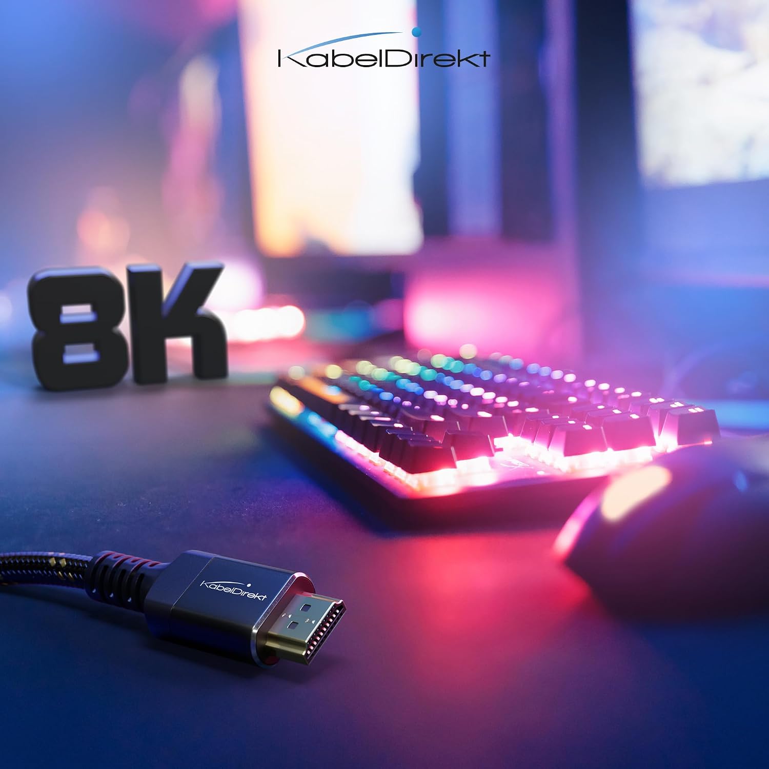 Detalle 2 de KabelDirekt 8K/4K HDMI-2.1 Kabel – 3 m, bruchfeste Metallstecker, Braiding-Ummantelung