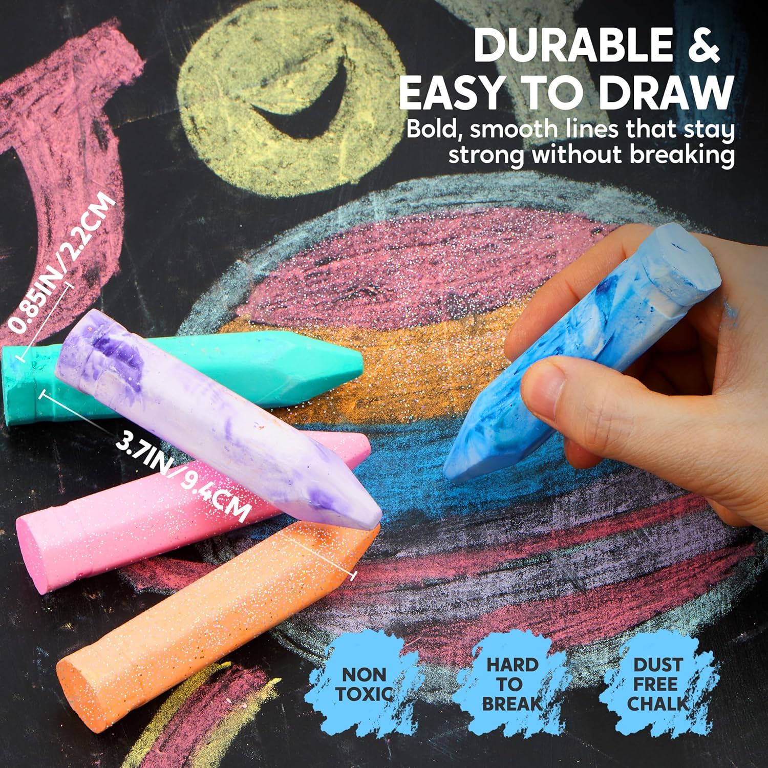Thumbnail 3 de JOYIN 72 PCS Washable Sidewalk Chalk Set — 12 Packs, 3 Styles (Tie-Dye, Glitter & Neon)