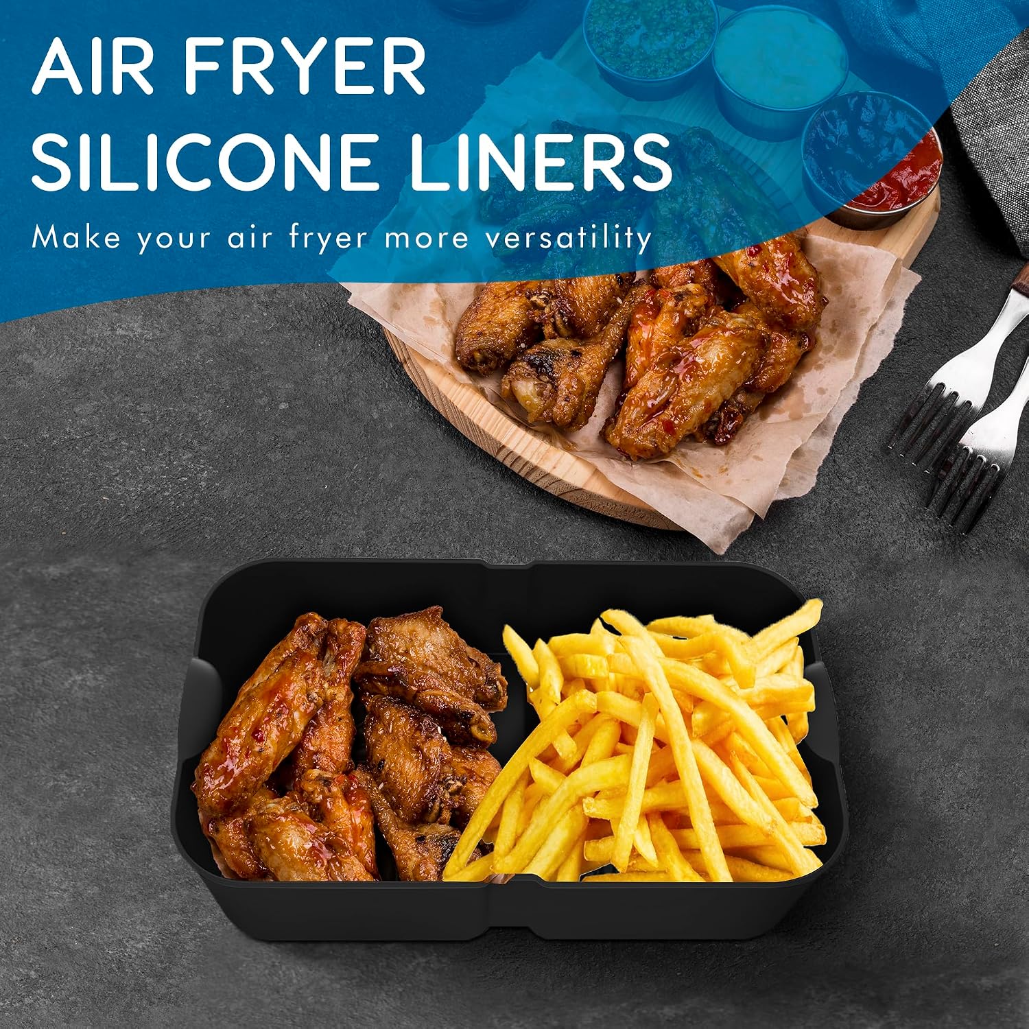 Thumbnail 5 de Pietuley Af500uk liners silikonformar för airfryer, 3 delar för Ninja AF500EU