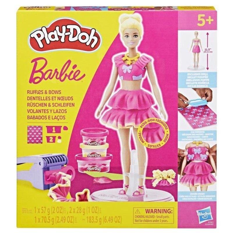 Detalle de Set Creativo Play-Doh Barbie Ruffles and Bows: muñeca Barbie, masa y moldes para crear moda