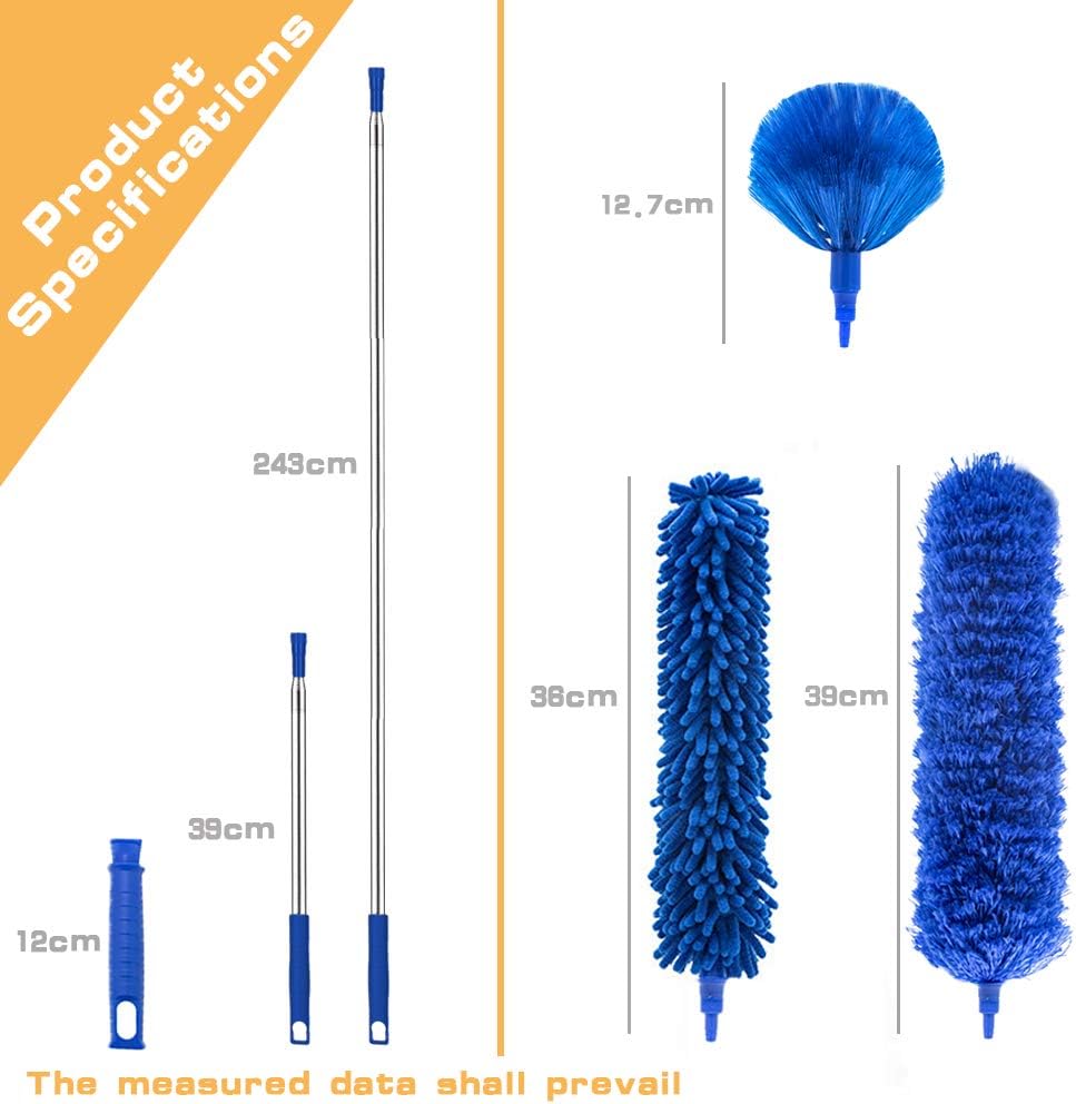 Thumbnail 1 de Microfiber Duster cleaning kit with telescoping extension pole (30–81 inch) – reusable bendable dusters for ceilings, fans and cobwebs
