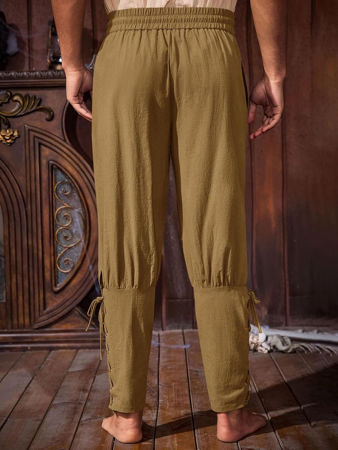 Thumbnail 2 de Runcati QT1806 Medieval Pirate Pants, 100% Cotton with Lace-Up Cuffs and Pockets