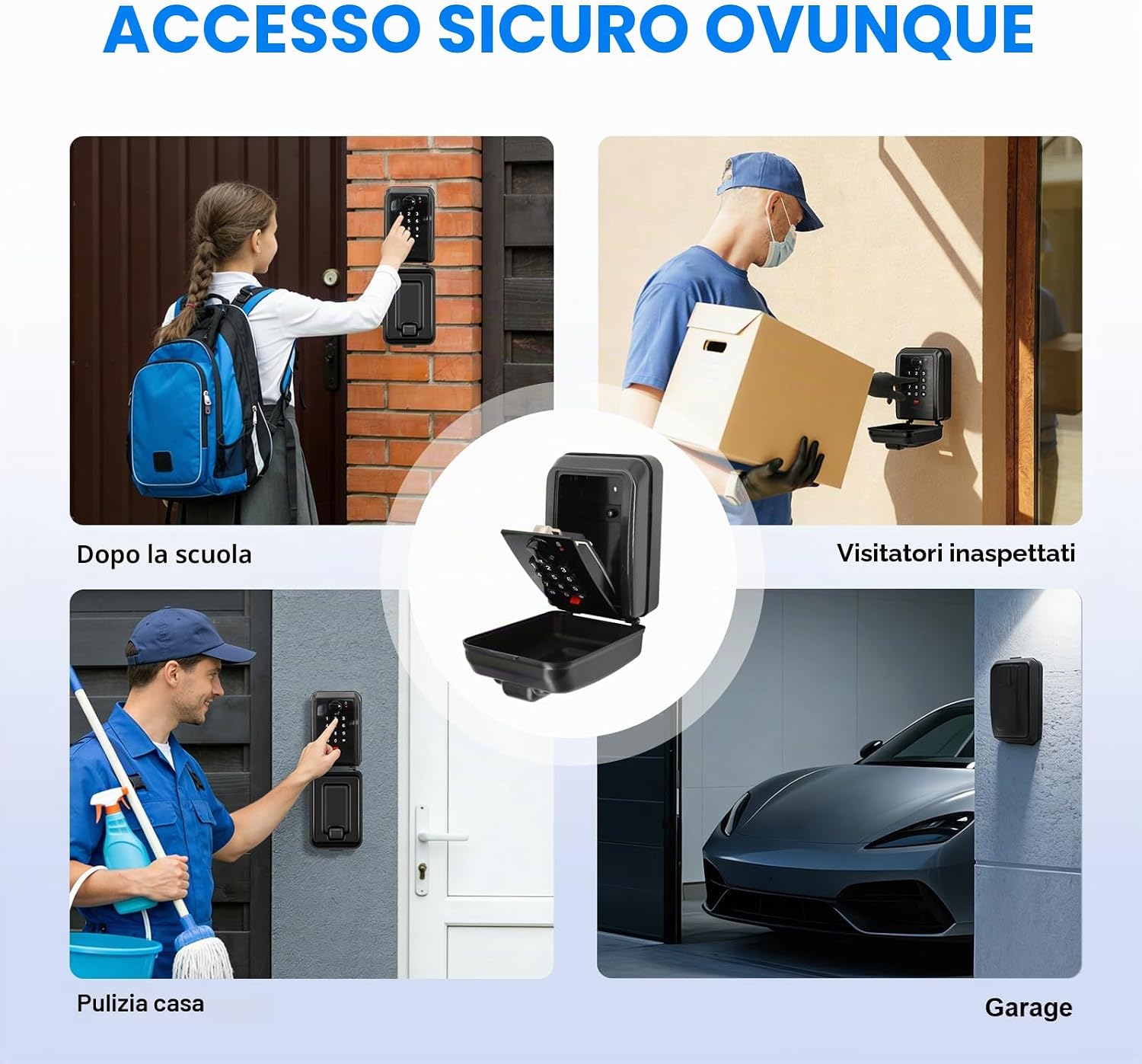 Detalle 2 de Ykall Cassaforte Portachiavi Grande con Codice a 12 Cifre: Sicurezza, Impermeabile e Pratica