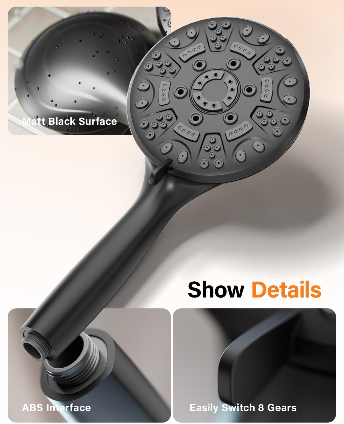 Thumbnail 2 de Cobbe Shower Head and Hose: High Pressure 8-Mode Shower Set in Matte Black