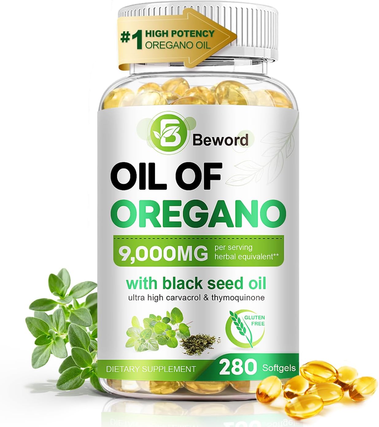 Detalle de BEWORD Oregano Supplement, 280 Softgels