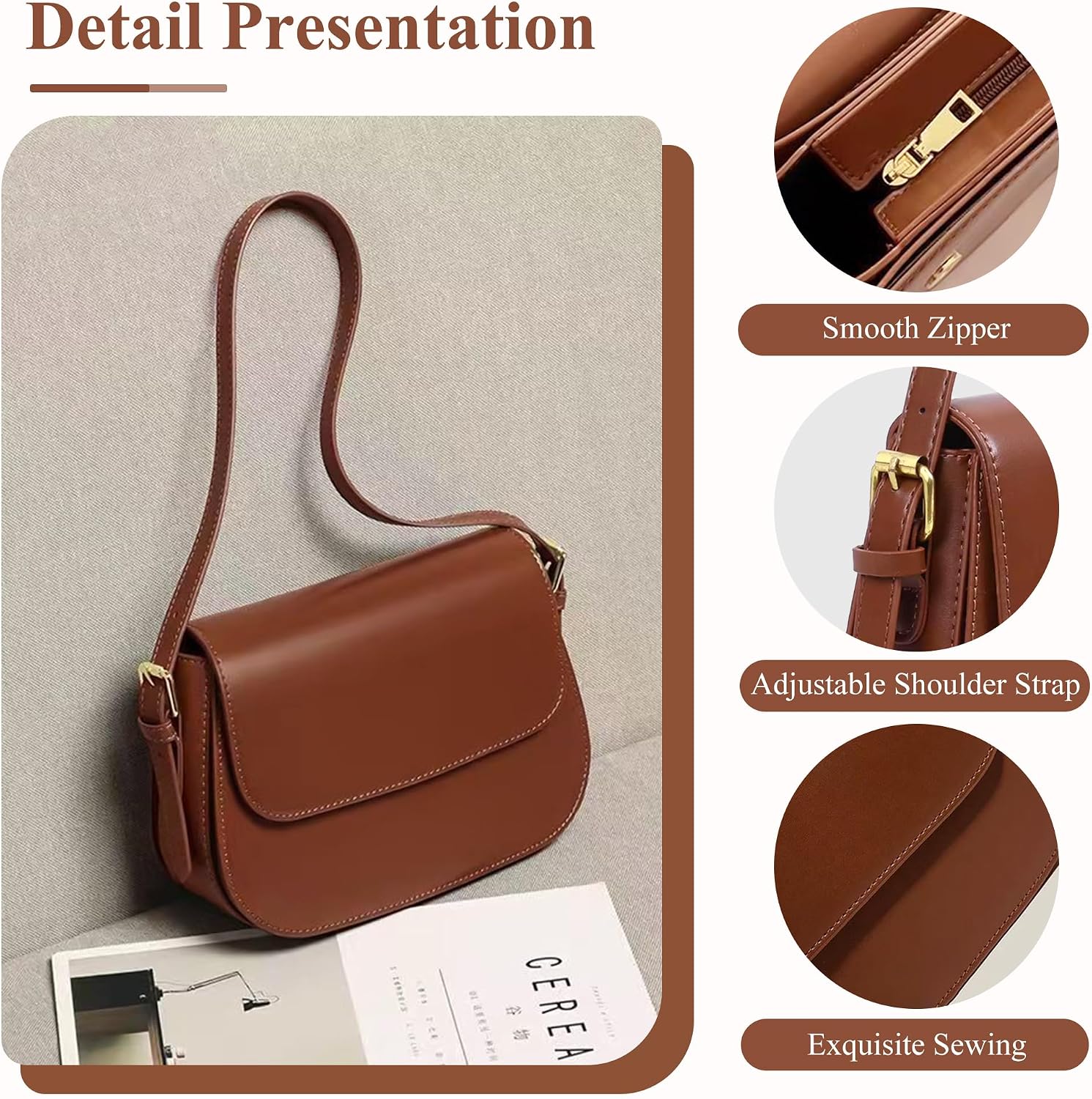 Thumbnail 6 de Mabecol Borsa Donna Tracolla Elegante in Pelle Sintetica: 2 in 1, praticità e stile