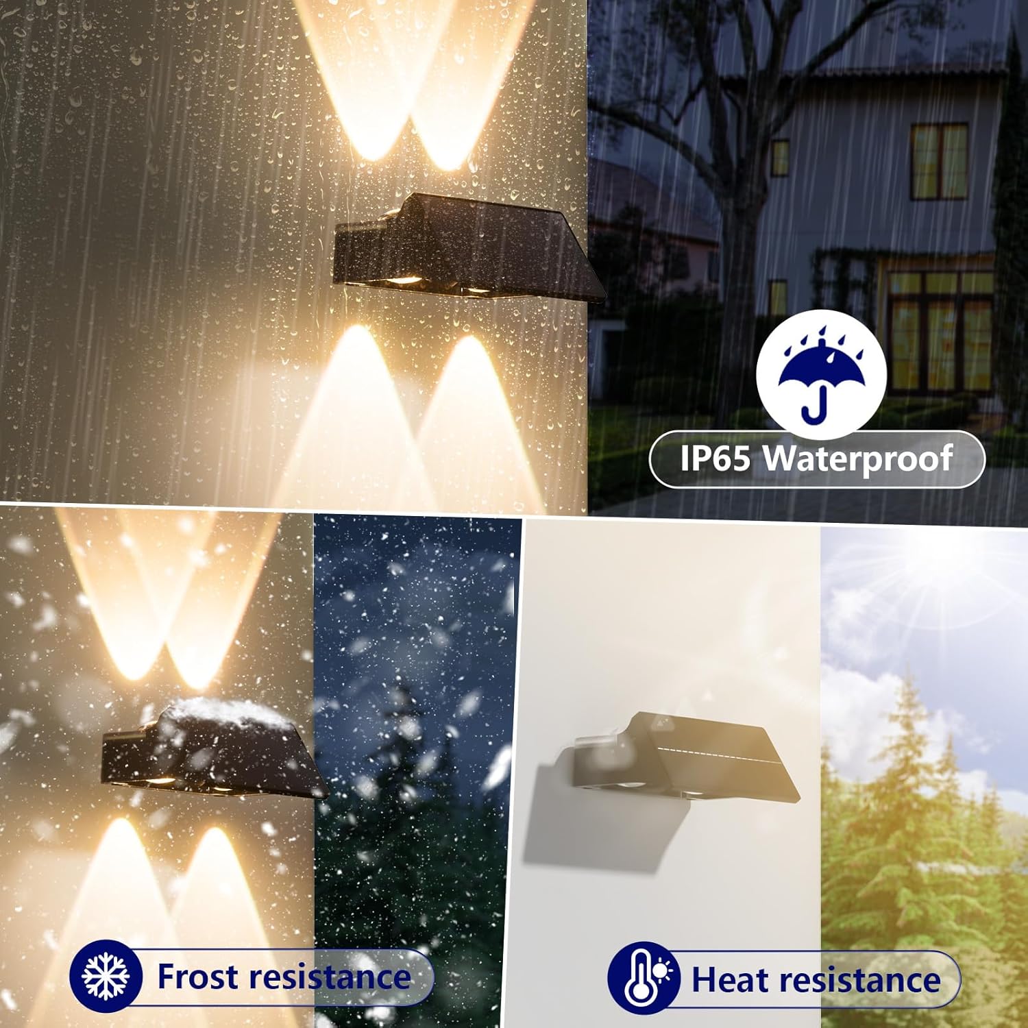 Detalle de AIXPI Solar Fence Lights Outdoor Garden (4 Pack) – RGB 11 Modes, Up/Down Lighting, IP65 Water Resistant