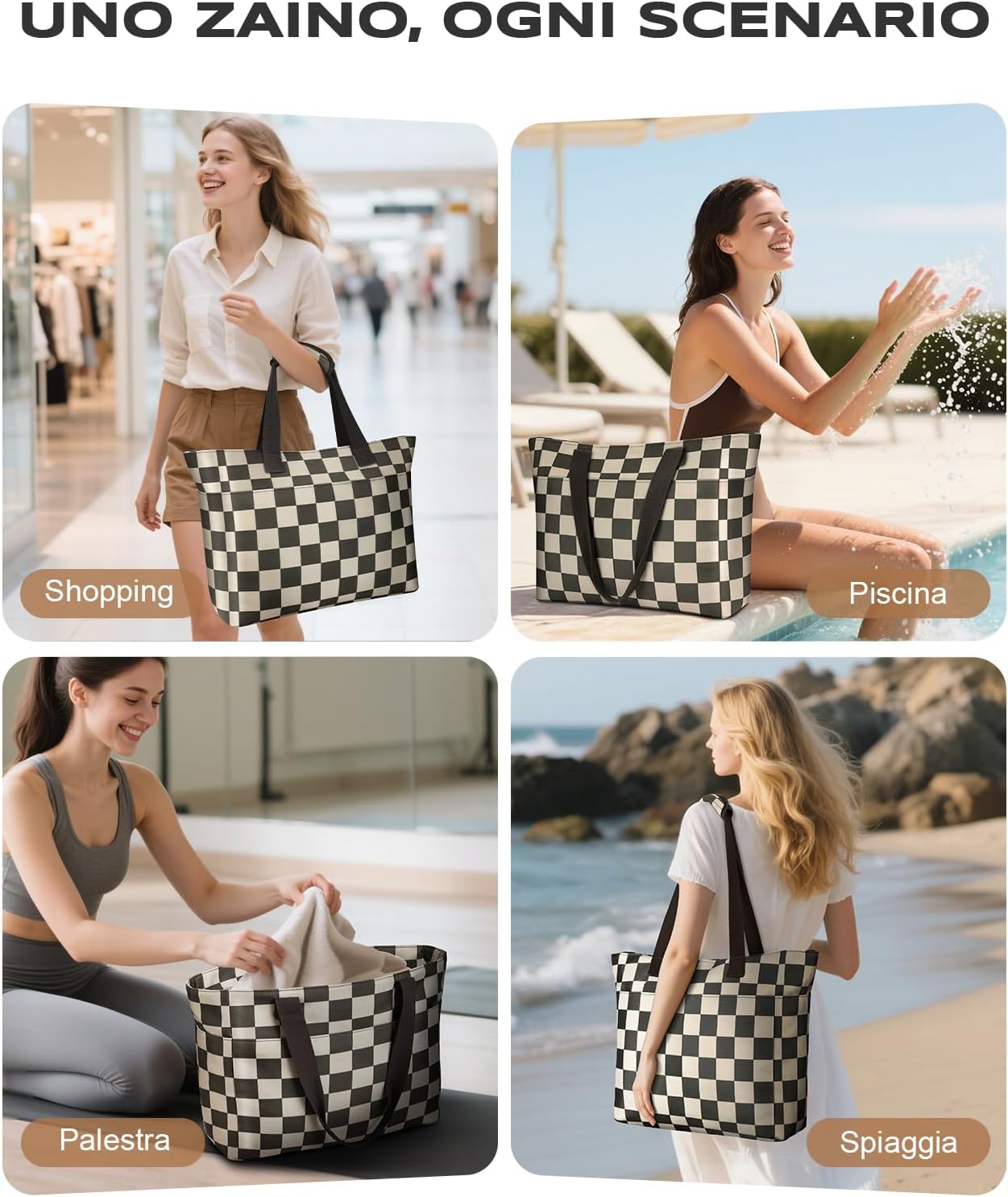 Thumbnail 6 de EOIWUY Borsa Mare Donna Grande 35L: borsa spiaggia impermeabile, antiscivolo e pieghevole, XXL con scomparto bagnato