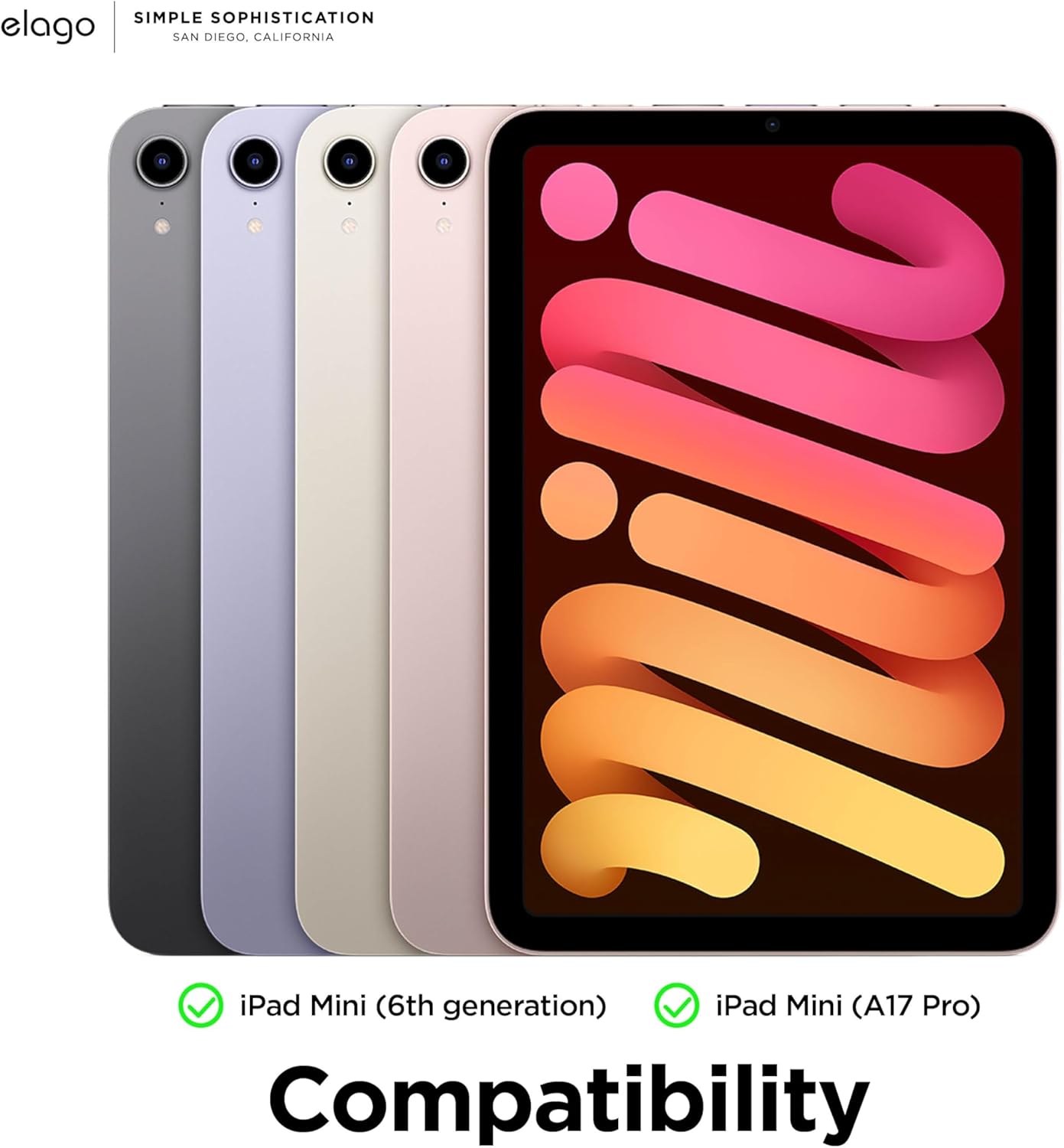 Thumbnail 1 de elago Custodia Folio Magnetica con piastra posteriore per iPad mini (A17 Pro, 2024 / 6ª gen, 2021) e supporto compatibile Apple Pencil (rosa sabbia)