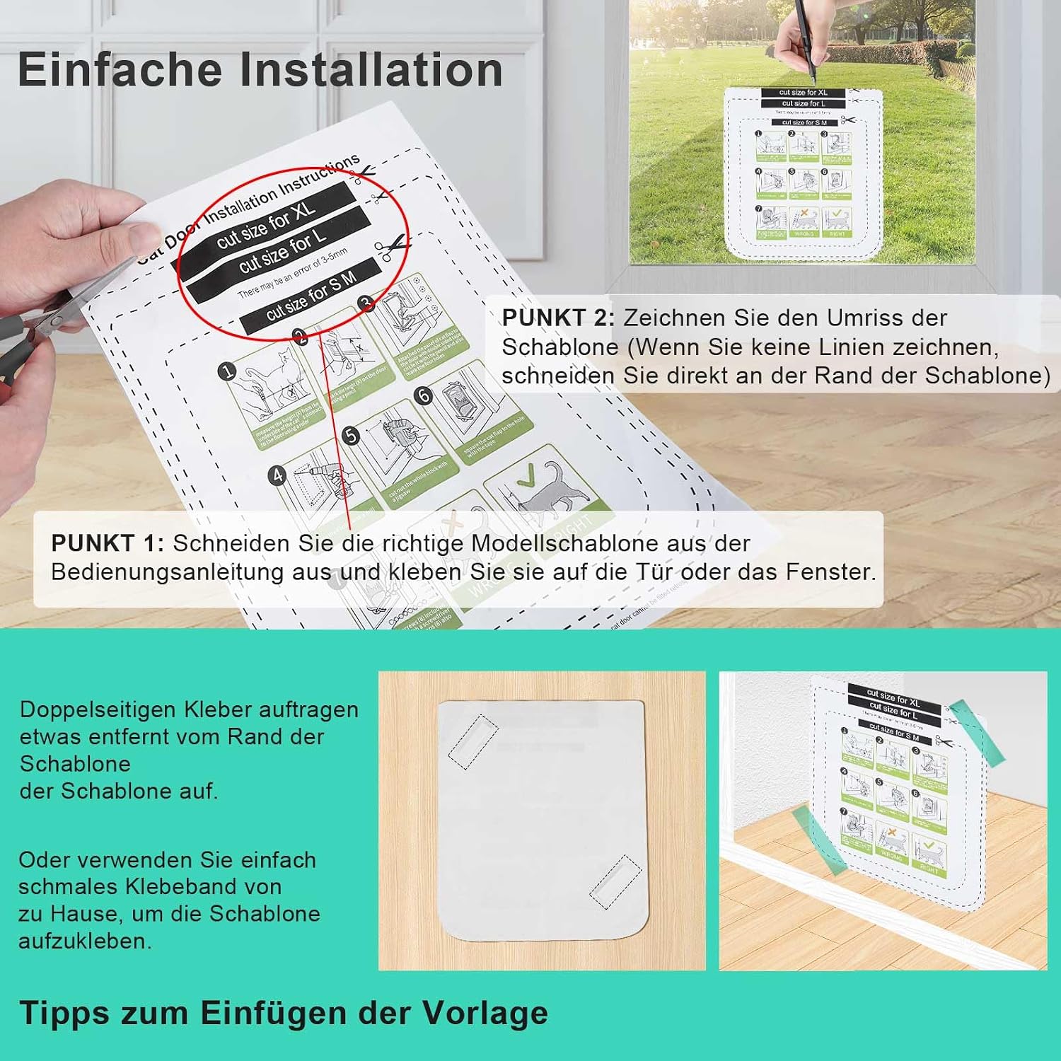Thumbnail 6 de Dünne Katzentür für Fenster, Haustiertüren und Schiebetüren – 4‑Wege-Sperre, wetterfest