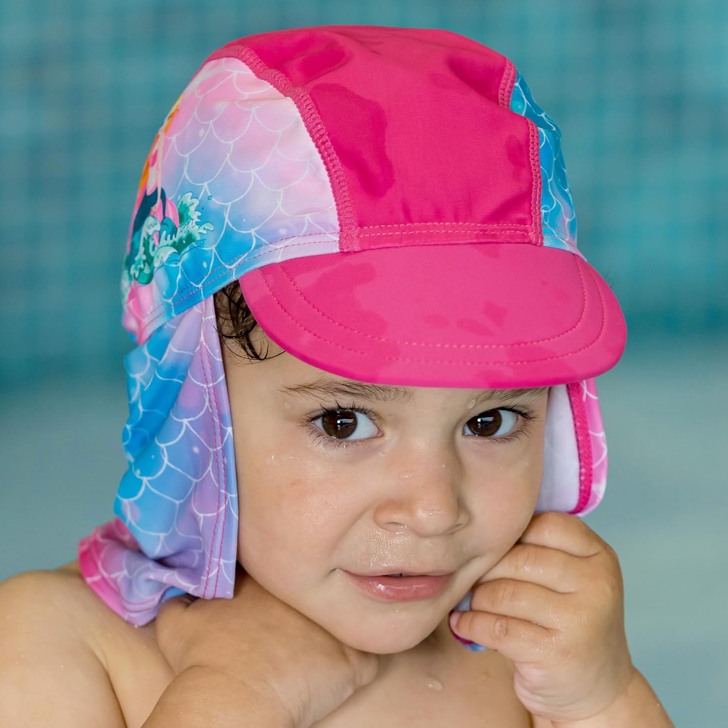 Detalle 2 de Playshoes Fille UV-Schutz Mütze Meerjungfrau – Chapeau de Soleil Rose 53 cm