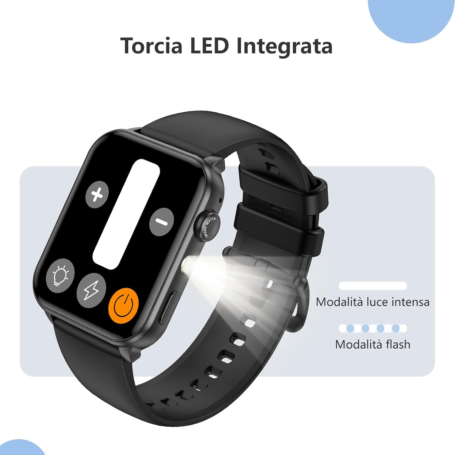 Detalle de Baolubao Smartwatch Uomo Donna con Chiamate Bluetooth, LED Torcia e 2 Cinturini - DIY Quadranti
