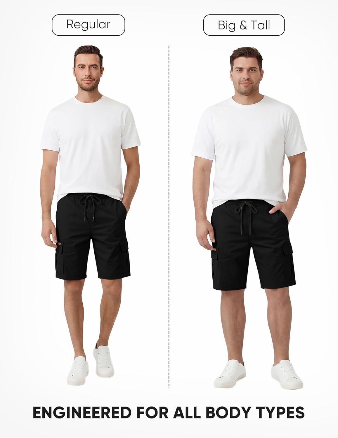 Thumbnail 5 de JMIERR Mens Casual Cotton Twill Cargo Shorts with Drawstring and 6 Pockets