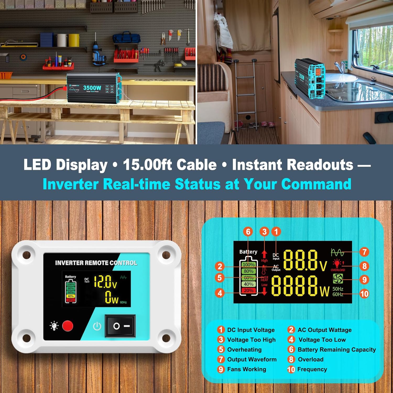 Thumbnail 6 de LANDERPOW 3500W Pure Sine Wave Inverter for RVs 🔌