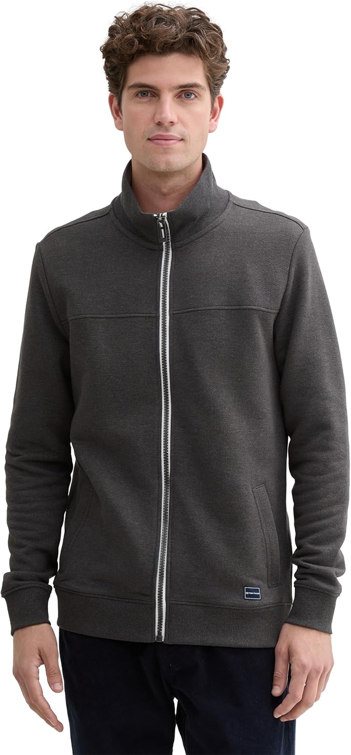 Detalle de TOM TAILOR Hommes Veste sweat à col montant