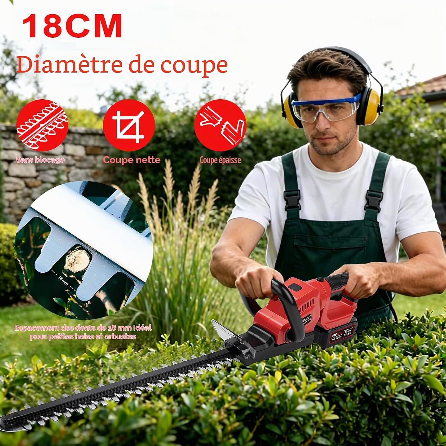 Detalle 2 de Victool 2-Trimmer accu-heggenschaar 21 V, 56 cm, SK5-dubbelmes