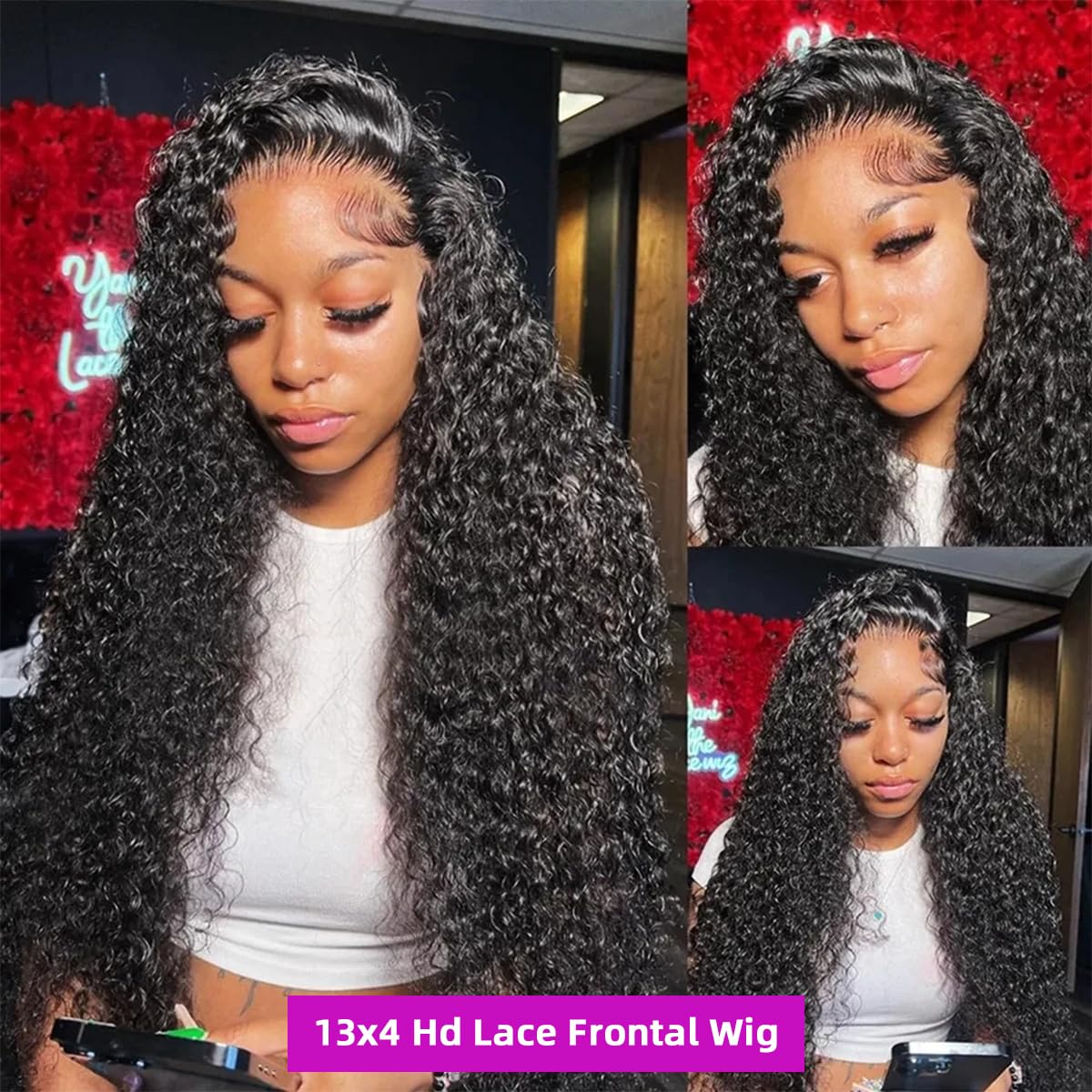 Detalle 2 de Noxlouis 34 Inch Deep Wave Wig 💇♀