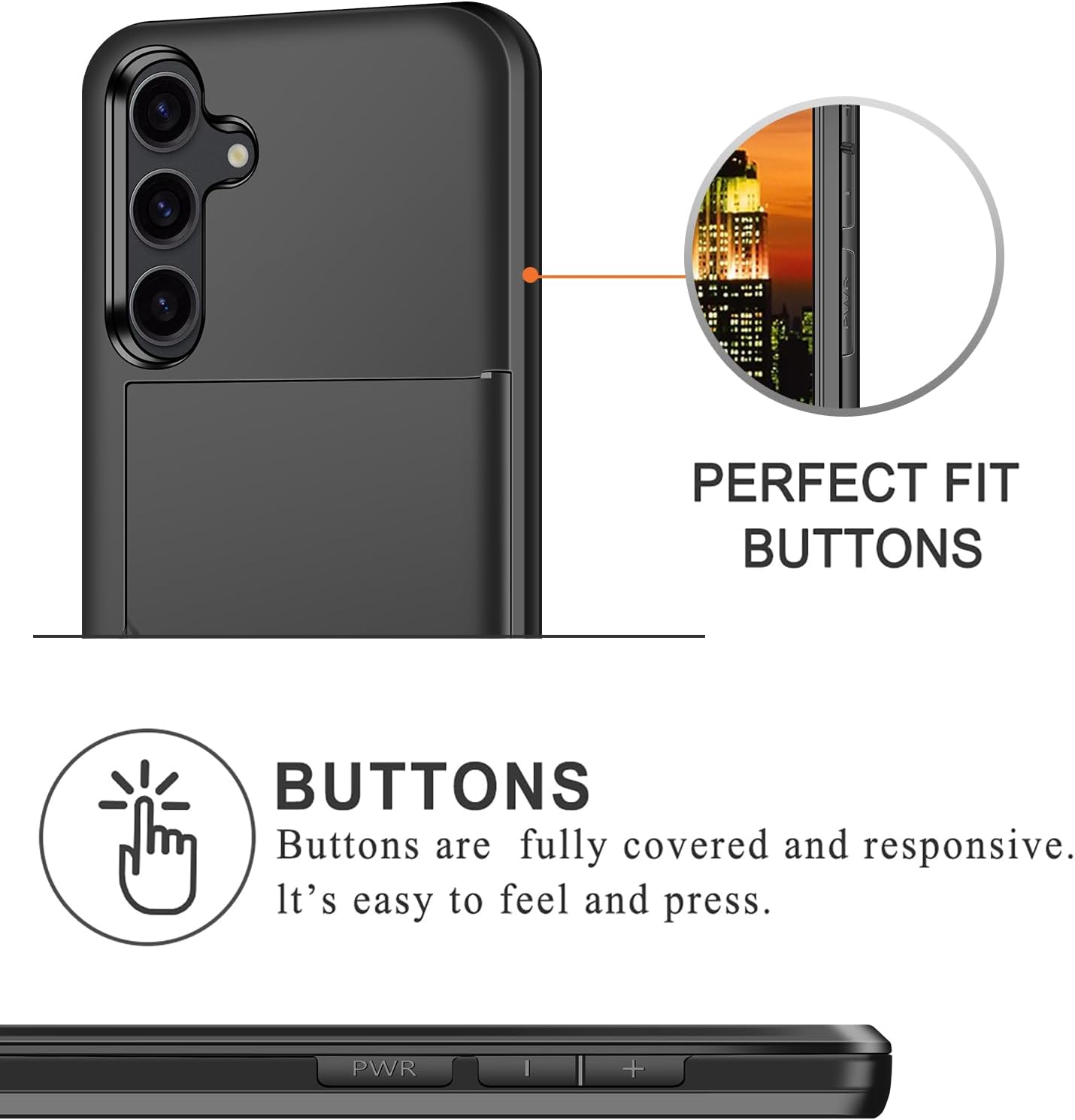 Detalle 2 de Coolden Galaxy S24 Plus Wallet Case (Black) with Card Holder, Shockproof Hybrid PC + TPU Protection