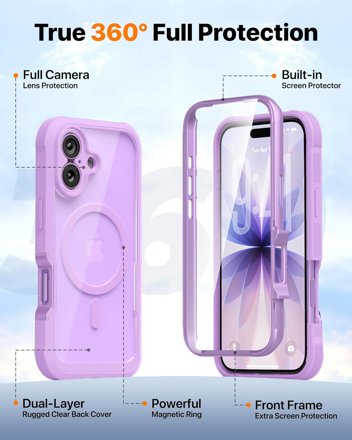 Thumbnail 1 de Diaclara Magnetic iPhone 17 Case 6.3-Inch (Purple) with MagSafe & built-in screen protector