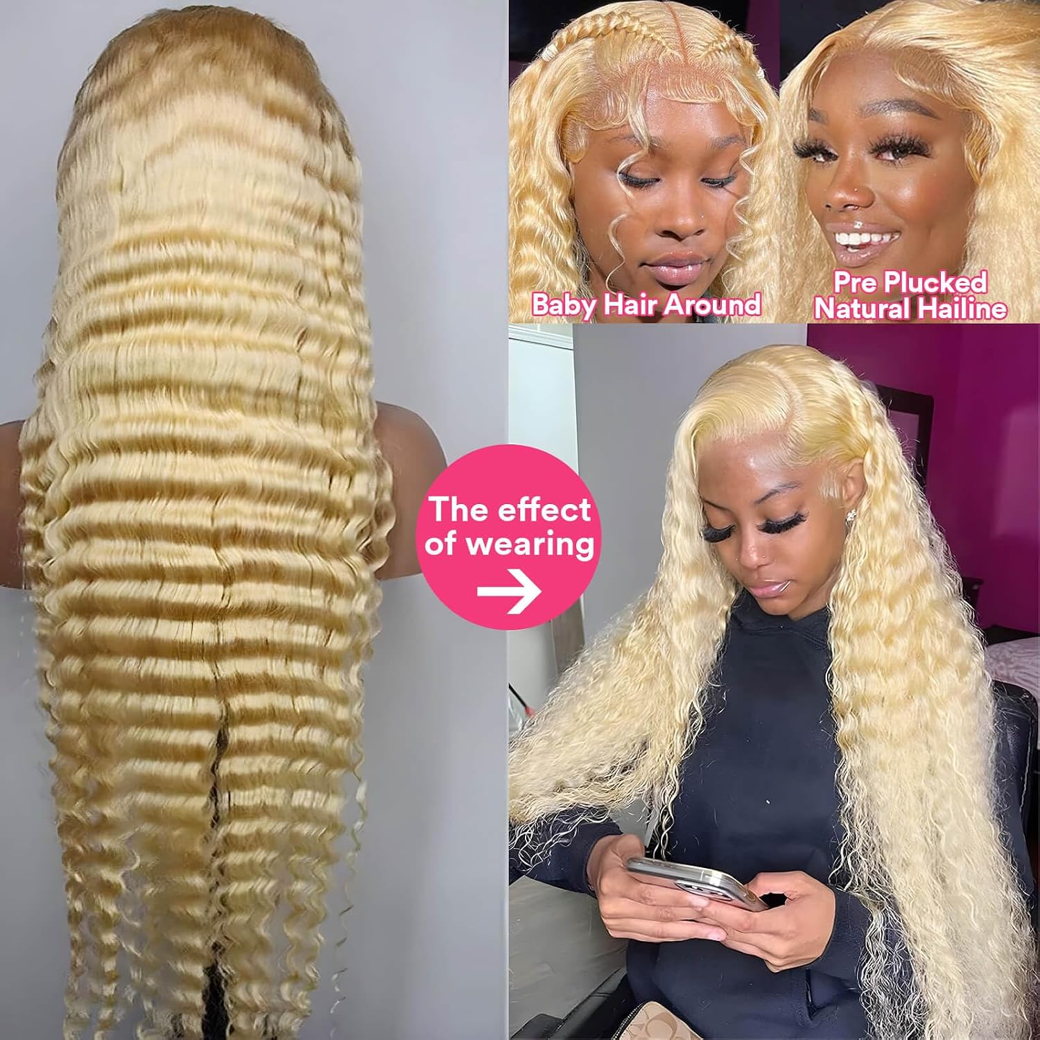 Thumbnail 2 de MYDIVA 613 Deep Wave Lace Front Wig (13x6) – 30 inch Blonde Human Hair, 180% Density