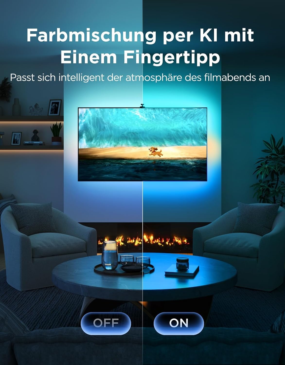 Detalle 2 de Govee TV Hintergrundbeleuchtung 3 Dual-Kamera 5M – RGBWIC, 60 LEDs/m, 75–85 Zoll mit Matter-Unterstützung