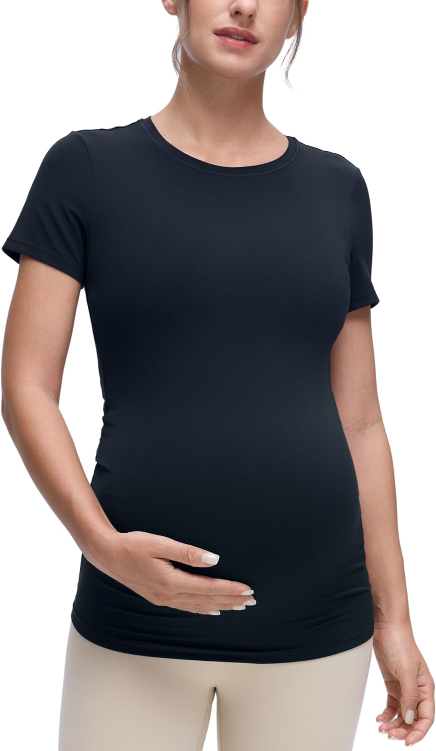 Detalle de CRZ YOGA Womens Softembrace Maternity Soft T-Shirts: A Practical Everyday Top for Expectant and Postpartum Wear