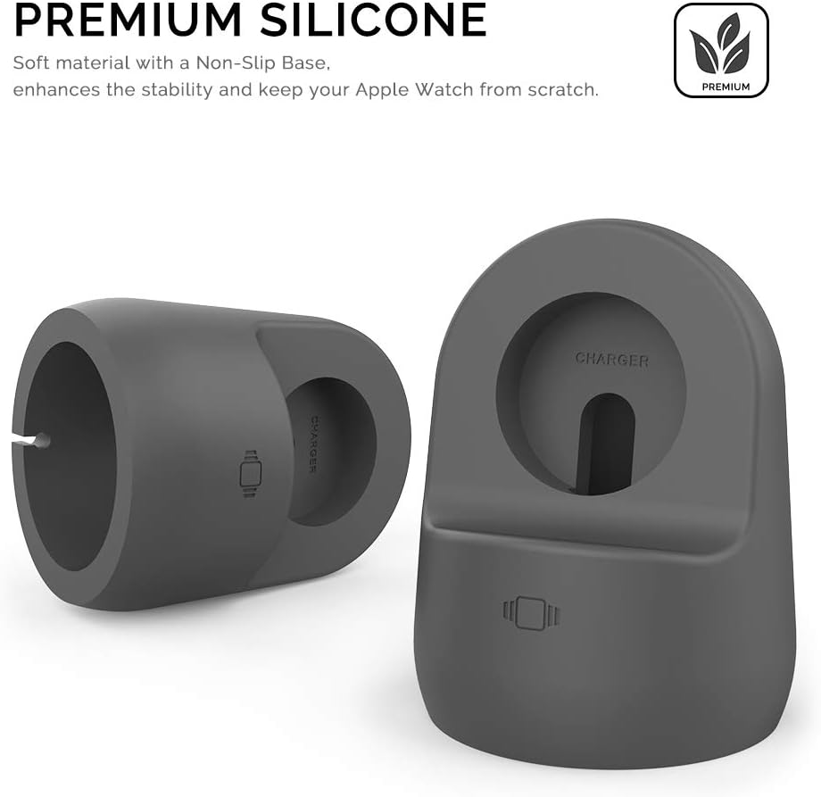 Detalle de AHASTYLE Silicone Dock Stand for Apple Watch Charger – Nightstand-Mode Compatible
