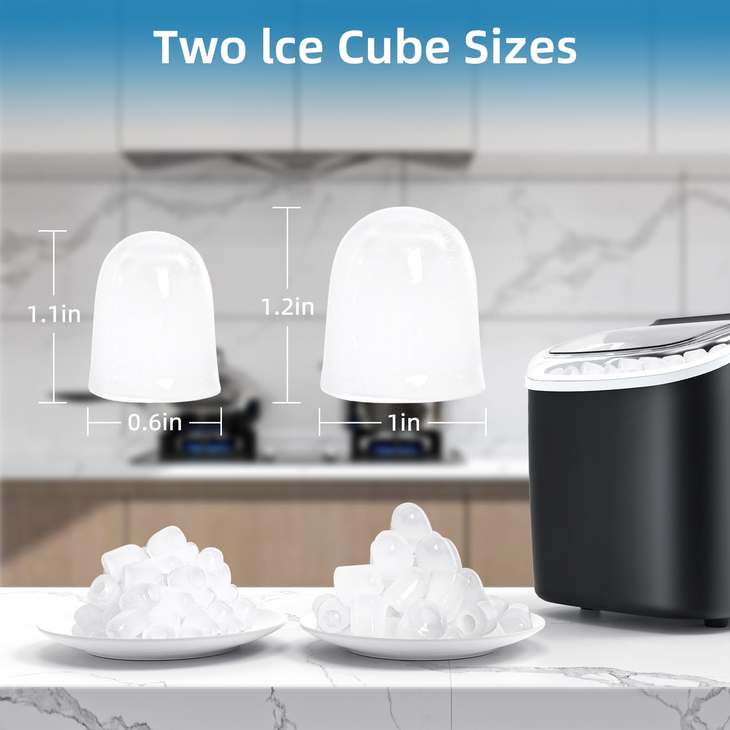 Thumbnail 1 de PALINTH Ice Maker Machine Countertop: 2 Bullet Ice Sizes, Self-C Cleaning, Portable Handle