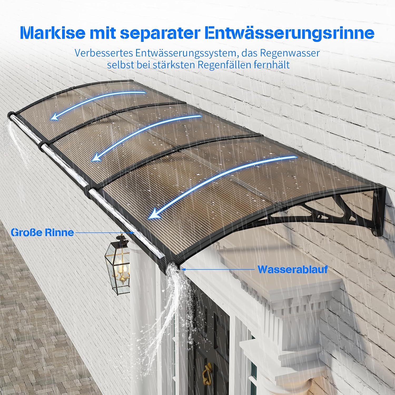 Thumbnail 1 de Vordach für Haustür 150x100 cm von GGNEBAI – Polycarbonat-Pultvordach mit separatem Entwässerungskanal