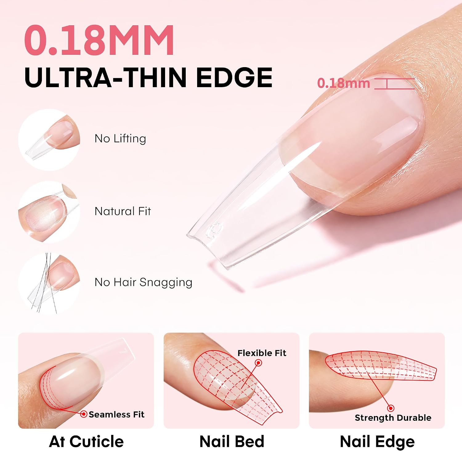 Thumbnail 4 de UNA GELLA Medium Coffin Gel Nail Tips, 150 Pieces