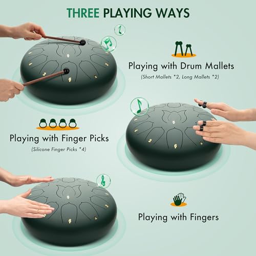 Detalle de CAHAYA Tongue Drum 12 Pouces 13 Tons – Éthéré pour Méditation et Yoga