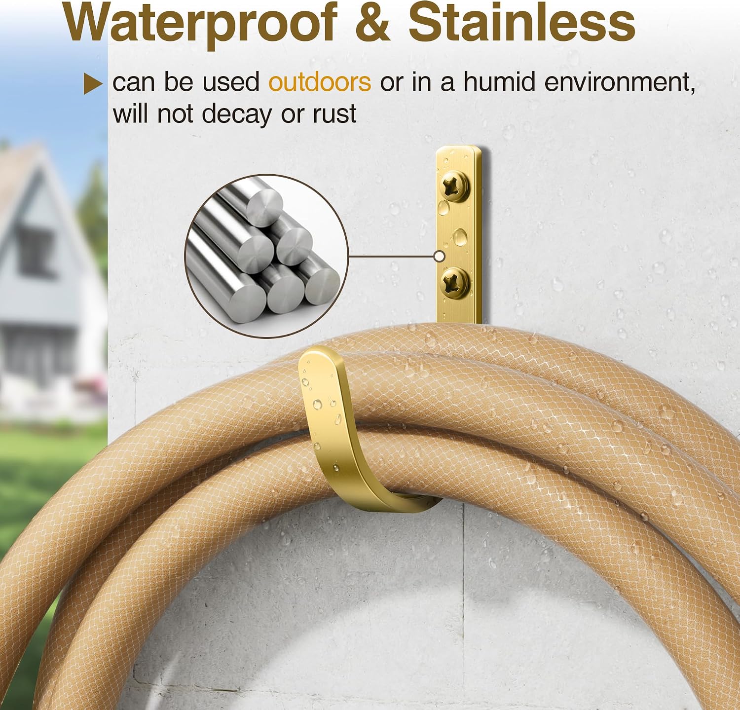 Detalle de Josmimic JCJ-5G-HKUS Wall Hooks, Brushed Gold Aluminum, 5-Pack