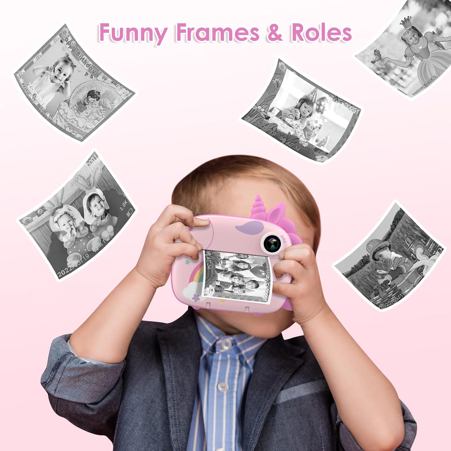 Thumbnail 5 de HiMont Kids Camera Instant Print (Pink) – no-ink instant print camera for kids, 20MP dual lens, 32G TF card