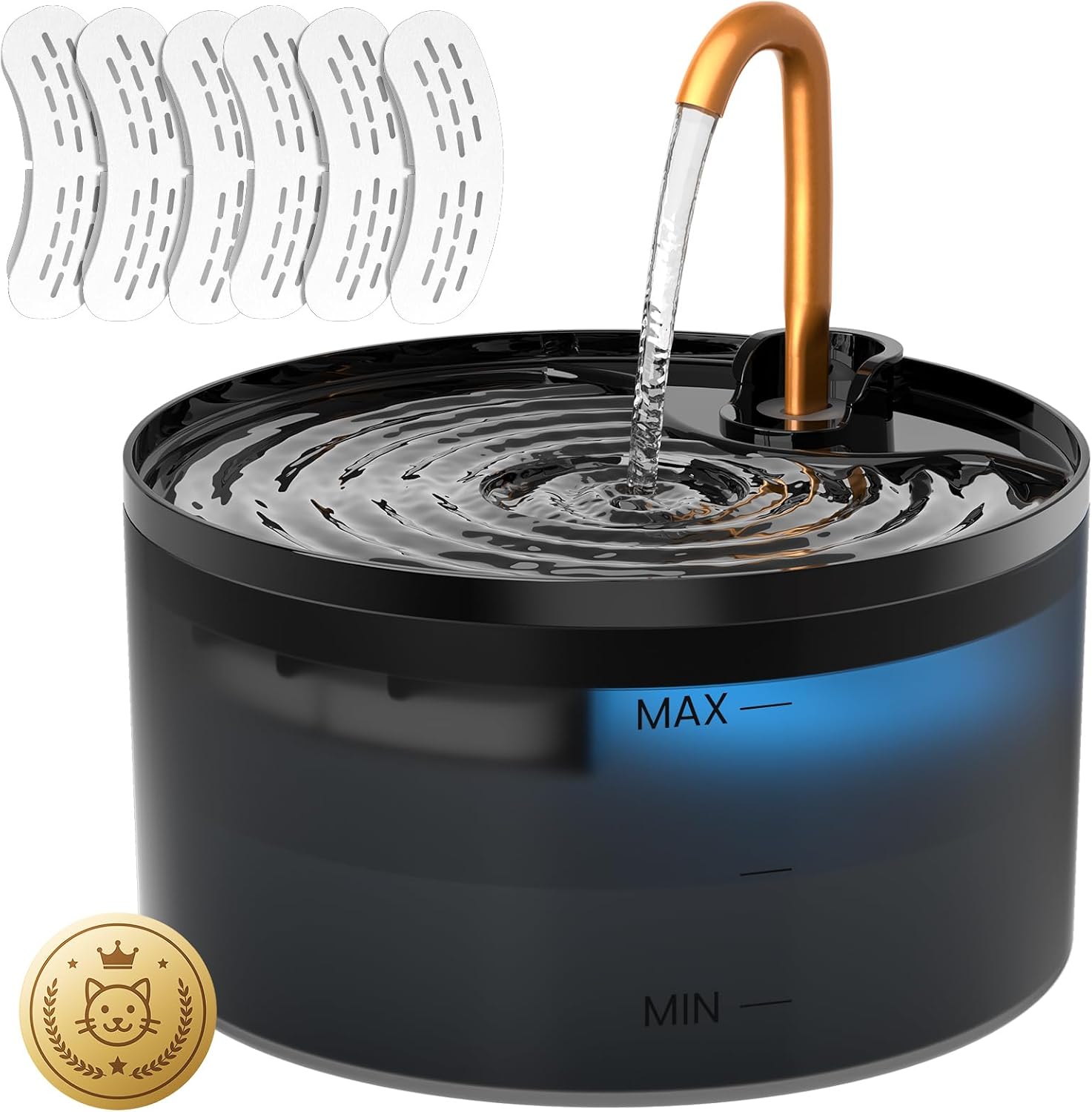 Detalle de DOOOB Cat Water Fountain (2.1L) – Quiet, Durable Copper Faucet Pet Watering System