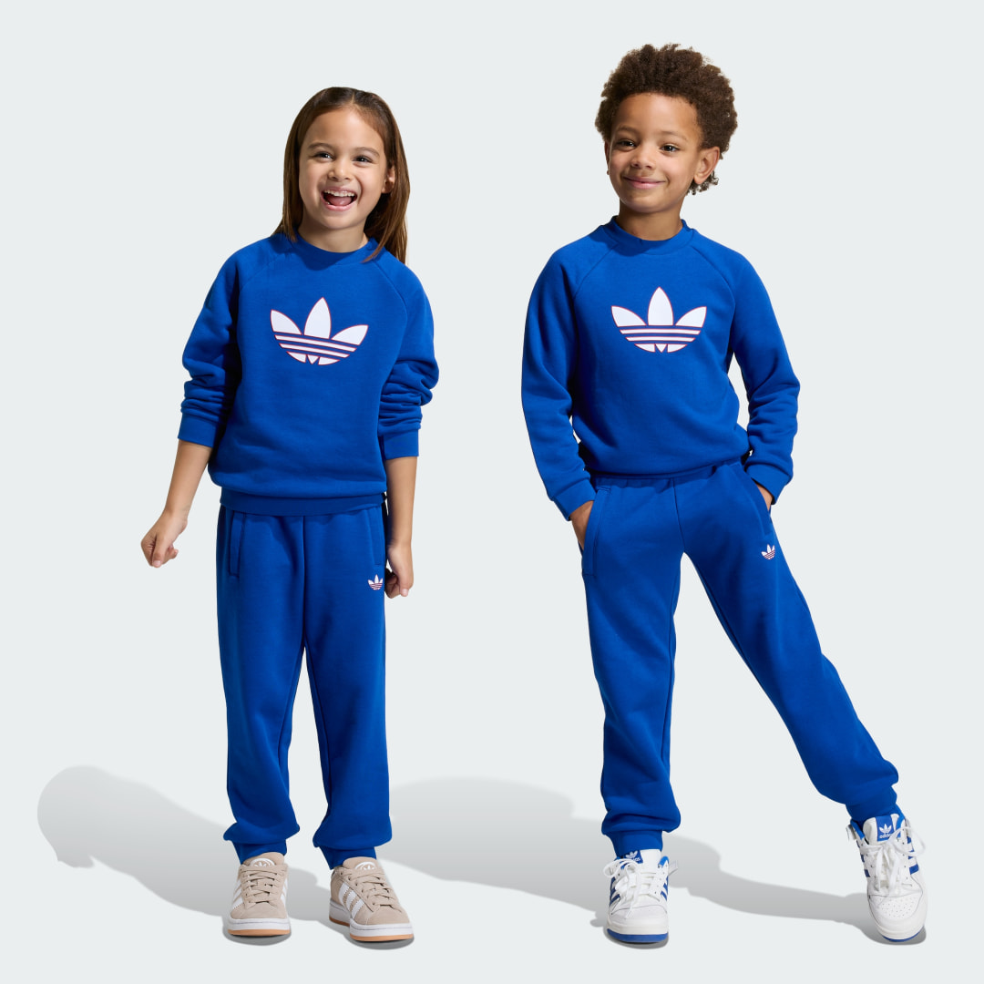 Detalle de Adidas Conjunto holgado de cuello redondo Trefoil azul