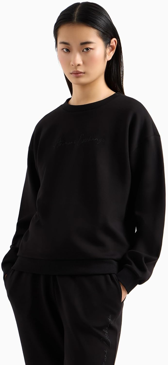 Detalle 2 de Armani Exchange Essential, Embroidered Logo Signature – Sweat-shirt femme à col rond