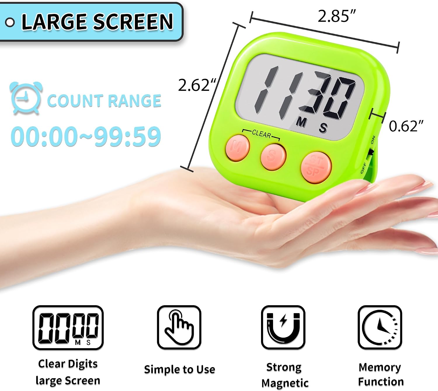 Thumbnail 2 de Digital Kitchen Timer, 12-Pack